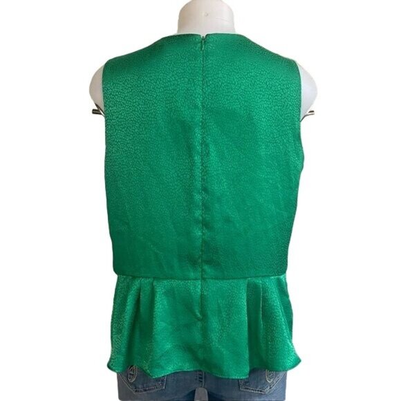 Liz Claiborne Iridescent Emerald Green Ruffled  Blouse Tank Top Size L - Picture 8 of 11